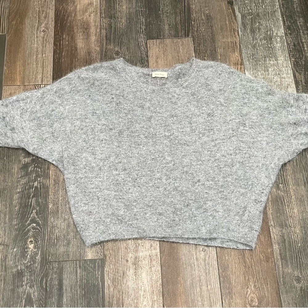 American Vintage Women Jumper Sweater XS/S Grey Angora & Polyamide Rolled Cuff - Picture 5 of 10